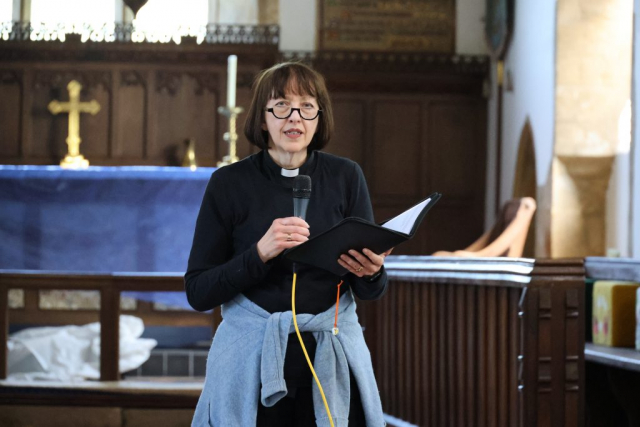 Pilgrimage leader, the Revd Carys Walsh at Hamerton: 20 May 2023